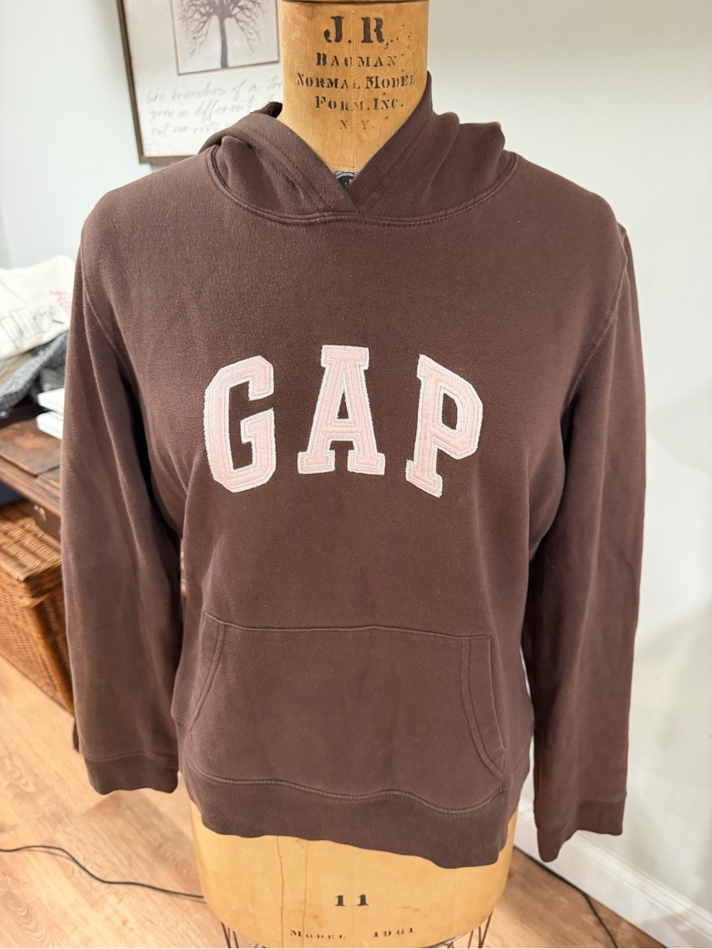 GAP Brown Hoodie with Pink Logo